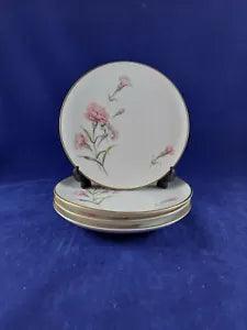 ROYAL COURT FINE CHINA CARNATION 4 BREAD & BUTTER PLATES 6 1/2" DIAMETER. JAPAN.