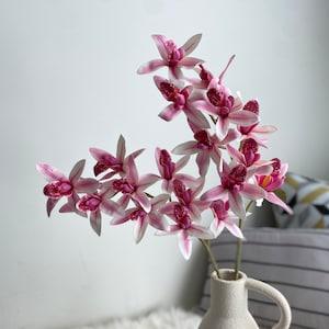 9 Heads Faux Orchid Stem - High Quality Artificial Flower / Wedding / Home Decoration / Gifts / DIY Floral / Pink