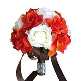 Wedding Bouquet - Ivory and Orange Bouquet Quality Silk Roses - Perfect for Fall Weddings