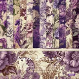 12pc 6" Purple Peony Rose Flower Paper Pad Scrapbooking Card Making Junk Journal
