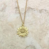 Gold Sunflower charm on a gold stainless steel chain 18 inches