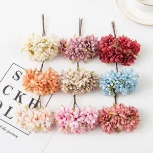 6pcs Artificial Flowers Silk Carnation Mini Bouquet Wedding Wreath Decoration