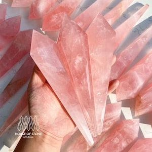 Natural Small Rose Quartz Wand/Affordable Rose Quartz Crystal Point/Rose Quartz Crystal Handle/Wedding Bouquet Handle/Heart Chakra Healing