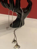 Vintage Signed Avon Calla Lily Lariat Silver Tone Flower Necklace 22"  BinB