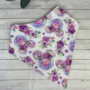 Lavender Peonies Flower Wreath Bandana Bib Big Girl Teen Waterproof Bib Spring Flowers Adult Dignity Scarf SN Peonies Bouquet Bib