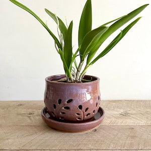 ceramic orchid planter with tray