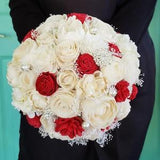 Red and Ivory Rose Sola Wood Flower Bouquet, Red Rose, Sola Wood Flower, winter bouquet