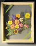 Multicolor Pressed Flower Art with Green Design