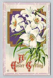 Postcard Easter Greeting w/ White Lily Flowers, Antique D19