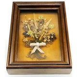 Vintage 70s Wood Frame Dried Flowers Paper Art Wall Hangings