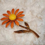 Vintage Sunflower Brooch - Orange Petals, Goldtone Stem - Nature-inspired Elegance, Vintage Brooch, Vintage Pin, Vintage Jewelry, Gift Idea
