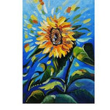 Golden Petals, Sunflowers in Blue and Yellow, a Striking Original Painting by OlyaARTStudio