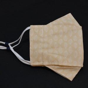 Beige with Sunflower seed print (white) - Handmade 3D Face Mask | Face Covering - Adult