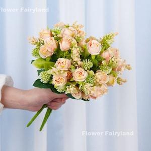 Small Rose Bouquet | Artificial Flower | DIY | Floral | Wedding/Home Decoration | Gifts - Peach