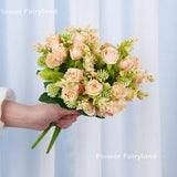 Small Rose Bouquet | Artificial Flower | DIY | Floral | Wedding/Home Decoration | Gifts - Peach
