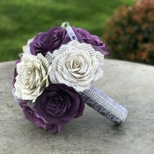 Paper book page and filter paper rose wedding bouquet - Colors are customizable - Micro wedding