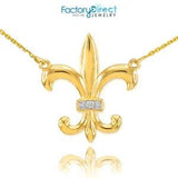 14k Gold Diamond French Fleur-de-Lis Stylized lily Flower