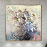 Flowers Bouquet Painting Nature Wall Art Framed White Lilies Paintings On Canvas Contemporary Art Modern Art | BOUQUET OF LILIES 27.5
