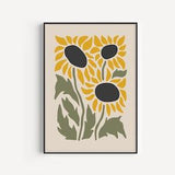 Sunflower Print,  Flower Print, Yellow Print, Minimalist, Wall Art Print, Sunflower Gift, Floral Print, Green, Sunflower, Flower Art Print