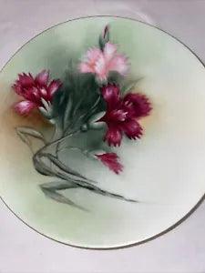 Vintage Thomas Sevres Hand Painted 7.5??? Cabinet Plate with Carnations Bavarian