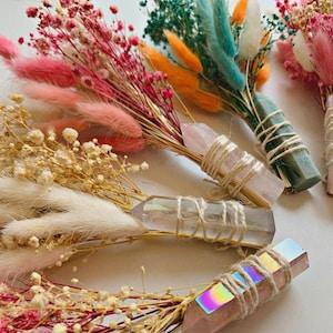 CRYSTAL FLOWER BOUQUETS dried flowers | crystal healing | chakras | wedding | home decor | wedding favors | handmade | boho flowers