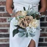 Boho beige and ivory roses bouquet