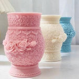Big 3D rose flower floral vase pillar Silicone mold candle making mould candles business roses flowers wedding decoration ideas cup large