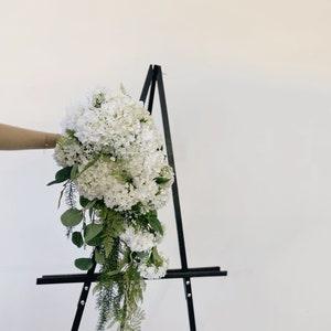 Romantic White hydrangea Wedding Cascading Bouquet, White Draping Bouquet, Wedding Cascade Bouquet, Hydrangea Silk Flower Bridal Bouquet