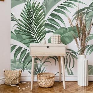 Green banana and palm leaf wallpaper | Self Adhesive | Peel and Stick | Removable