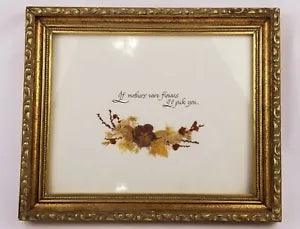 Vintage Dried Pressed Flower Mother I'd Pick You Framed 10x12