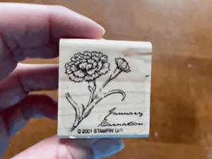 2001 Stampin Up! Stamp JANUARY CARNATION Birthday Birth Month Flower