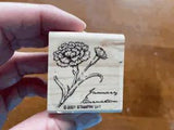 2001 Stampin Up! Stamp JANUARY CARNATION Birthday Birth Month Flower