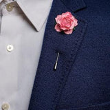 Gentle Pink Rose Lapel Pin - Suit Brooch Pin for Men, Wedding Boutonniere, Elegant Formal Men Stick Pin, Pink Paper Floral Buttonhole