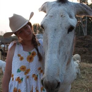 womens dress upcycle from cotton duvet/ sunflowers/sleeveless pullover/ ties at shoulders/ fully lined
