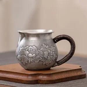 sterling silver pitcher health care full handmade fair cup with handle peony new