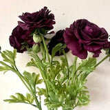Dark Burgundy Artificial Ranunculus, Real Touch Ranunculus Stem, Deep Purple Ranunculus Flower, Faux Ranunculus Flower