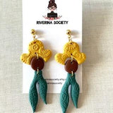 Polymer clay earrings, yellow clay earrings, Fall Autumn statement, flower sunflower, clay earrings, handmade earrings, clay earrings dangle
