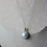 Pearl Pendant Necklace, Sunflower Pearl Necklace, Pearl Silver Chain Necklace