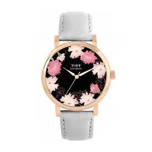 Toff London TLWS-37079 Ladies Pink Carnations Flower Watch