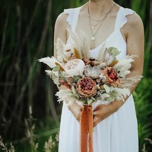Toffee Bridal Bouquet l Orange Tone Boho Wedding Bouquet l Boho Bouquet