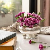 Hammered Finish Silver Plated Copper Flower Vase/Planter | Hammered Finish | Planter Pot for Succulents, Cacti & Air Plants | Orchid Vase