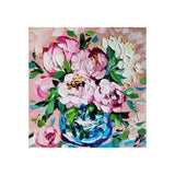 Peony painting oil original wall art, bouquet pink flowers impasto artwork