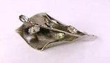 Vintage Lily Brooch Sterling Silver & Rhinestone Flower Pin - Signed Rolyn R INC