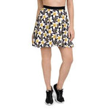 Orchids Floral Skater Skirt, Orchid Flower Printed Skirt, Cute Woman Skirt, Casual Dance Wear Skirt, Pattern Skirt, Women Birthday Gifts