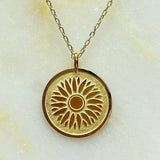 Sunflower Real Gold Necklace, Dainty Floral Pendant, 14K Layered Nature Fine Jewelry, 8K Personalized Coin Charm Jewel, Best Gift for Mother