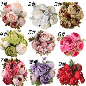 Silk Peony Flower Bouquet, Artificial Peony Silk Flowers Bouquet, Home Wedding Decoration Peony 1pcs