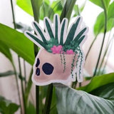 Green Succulent and Snake Plant Sticker Punk Skull Skeleton Mohawk Sticker Decal Plant Lover Cool Gift