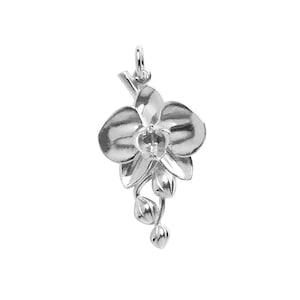 Sterling Silver Charm Moth Orchid .925 Phalaenopsis Flower Small Pendant
