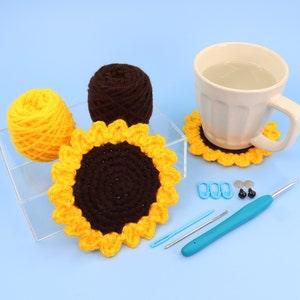 Beginner Coaster Crochet Kit - Sunflower Easy Crochet Starter Kit - Crochet Flower Kit - Amigurumi Kit - Crochet Gift - Animal Crochet Store