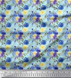 Soimoi Green Velvet Fabric Blossom & Peony Floral Printed Fabric-P3S